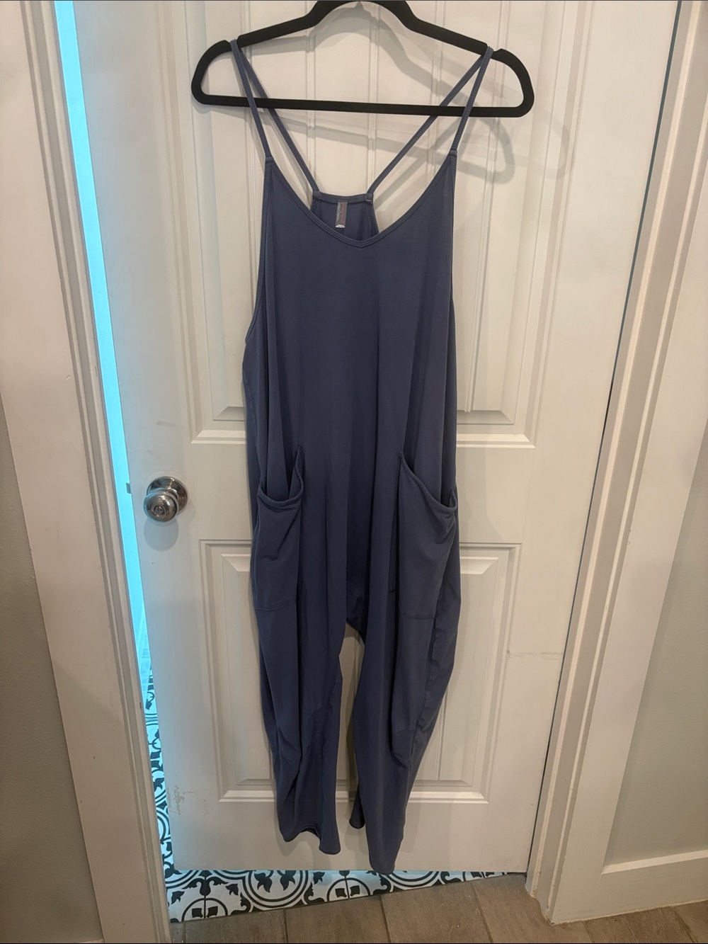 Free People Relaxed Strappy Pocket Jumpsuit - Slate Blue